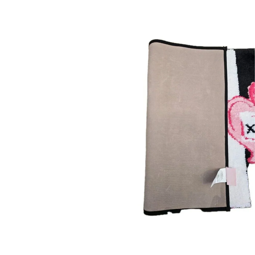 New Betsey Johnson Pink Black Perfume Soft Bathroom Bath Mat Rug Rubber Back